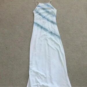 Elegant White and Blue Mini Dress